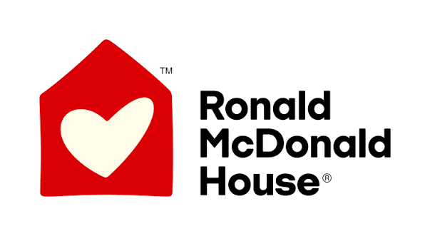 Ronald McDonald House logo with red house and white heart symbol