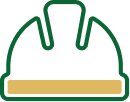 Commercial hard hat safety helmet in green and gold