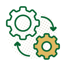 SUI seamless workflow process with connected gears