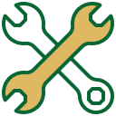 Wrench and screwdriver tools icon representing HVAC service
